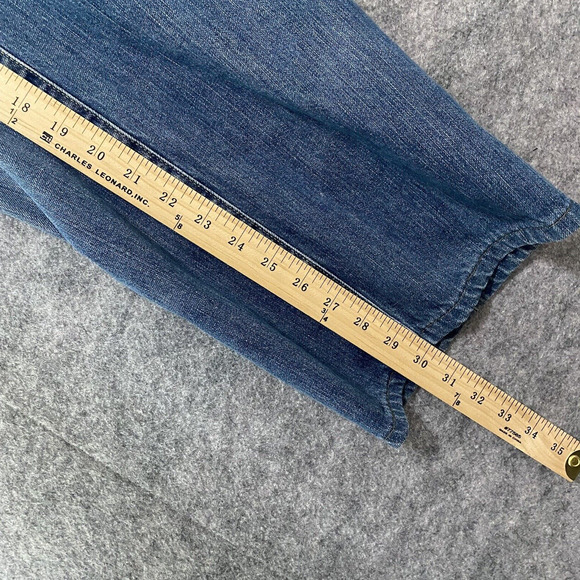 Lucky Brand Jeans Mens 36 x 30 Blue Bootleg Zip Fly Distressed - Picture 10 of 10